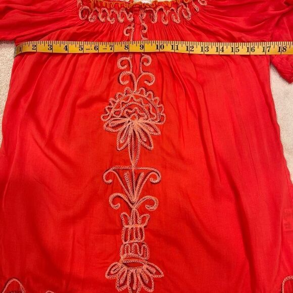 Poupette St Barth Embroiderer Off the Shoulder Coral Top.Size M - Picture 14 of 14